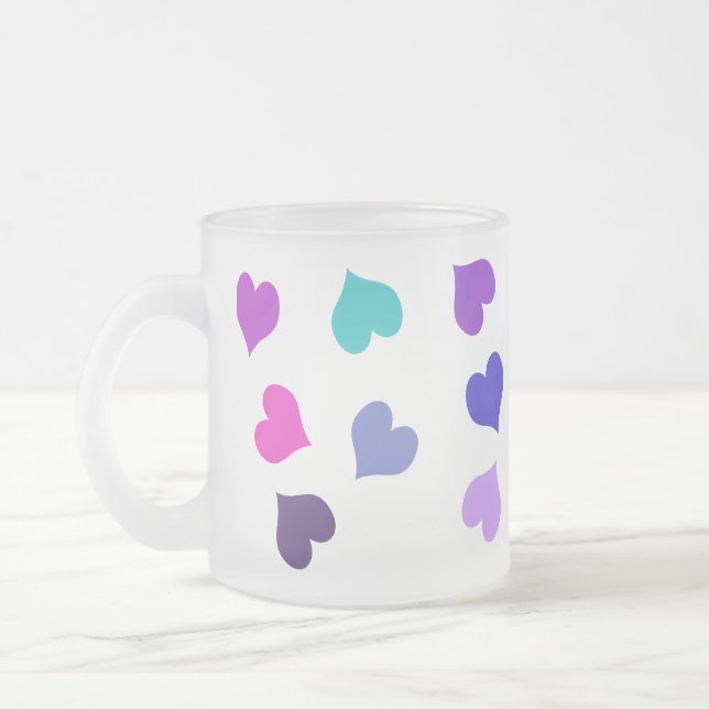 Cute, färgstarka hjärtan frostad glasmugg (Vänster)