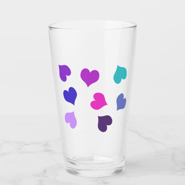 Cute, färgstarka hjärtan glaskopp (Framsida)