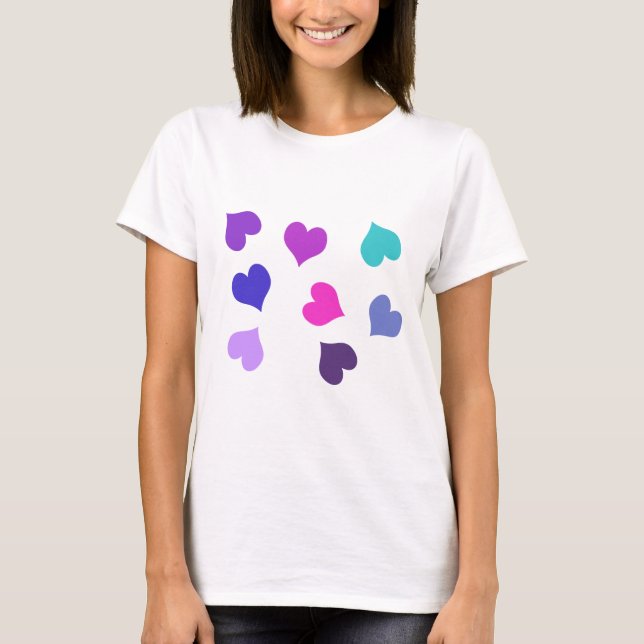 Cute, färgstarka hjärtan t shirt (Framsida)