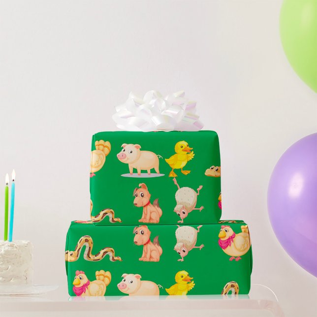 Cute Farm and Pet Animals Presentpapper (Skapare uppladdad)