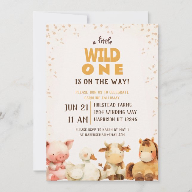 Cute Farm Animal Barnyard Baby Shower Inbjudningar (Framsida)