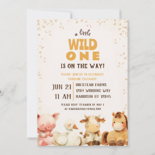 Cute Farm Animal Barnyard Baby Shower Inbjudningar
