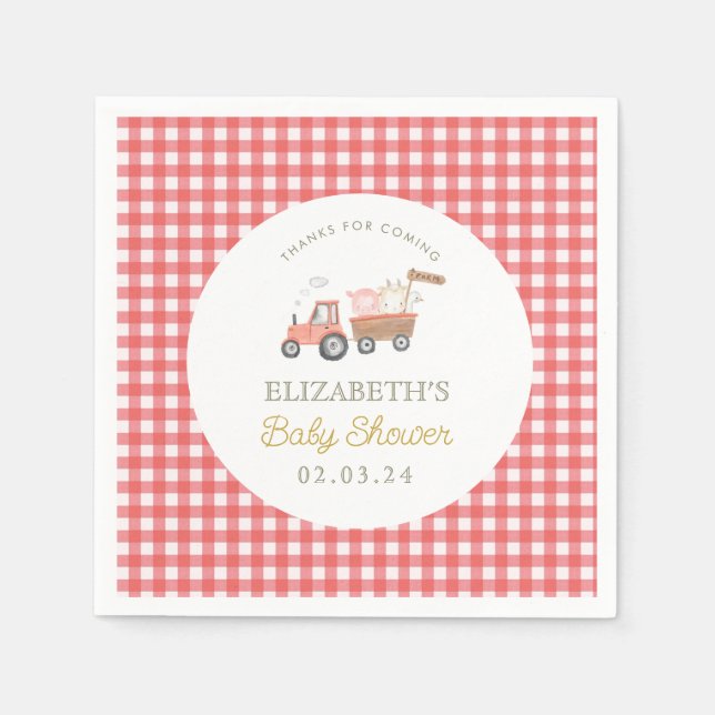Cute Farm Animal Barnyard Baby Shower Pappersservett (Framsidan)