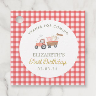 Cute Farm Animal Barnyard Birthday Gåvor Etiketter