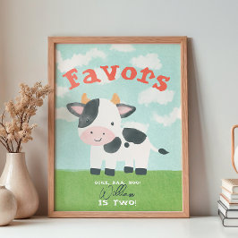 Cute Farm Animal Barnyard Watercolor Favor Poster