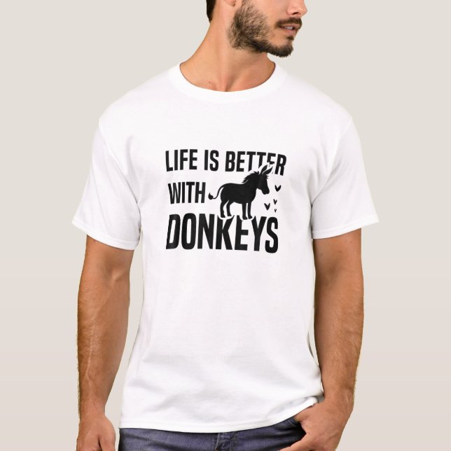 Cute Farm Animal Life with Donkey Mule T Shirt (Framsida)