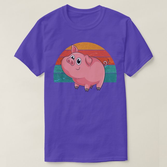 Cute Farm Animal Lover Piglet Retro T Shirt (Design framsida)