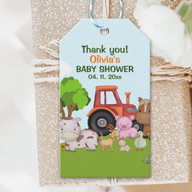 Cute Farm animals Baby Shower Presentetikett (Skapare uppladdad)