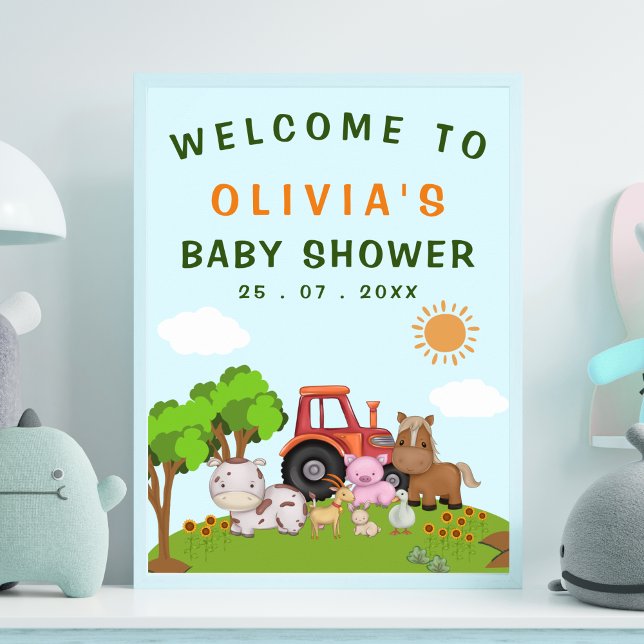 Cute Farm Animals Gender Neutral Baby Shower Poster (Skapare uppladdad)