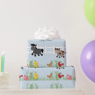 Cute Farm Baby Shower, BlueCustom Presentpapper