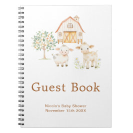 Cute Farm Barn Baby Shower Guest Book Anteckningsbok