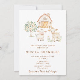 Cute Farm Barn Baby Shower Inbjudningar
