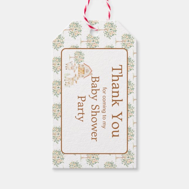 Cute Farm Barn Baby Shower Presentetikett (Framsidan)