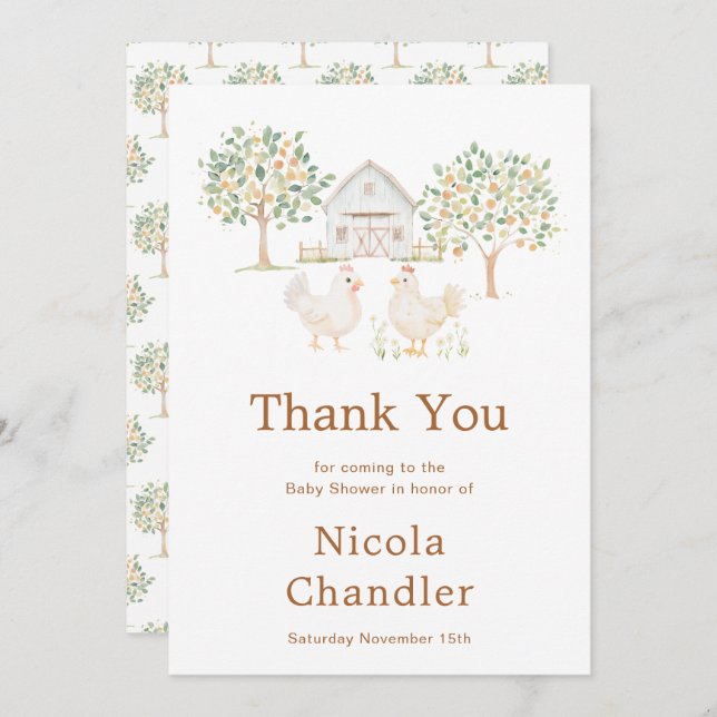 Cute Farm Barn Baby Shower Tack Kort (Fram/baksida)