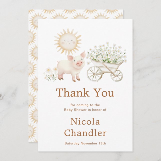 Cute Farm Barn Baby Shower Tack Kort (Fram/baksida)