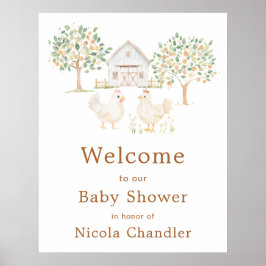 Cute Farm Barn Baby Shower Welcome Poster