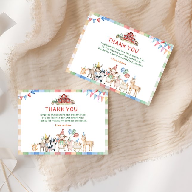 Cute Farm Barnyard Birthday Tack Kort (Skapare uppladdad)