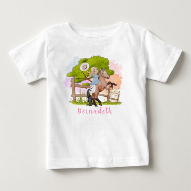 Cute Farm Blond Girl Birthday T Shirt (Framsida)