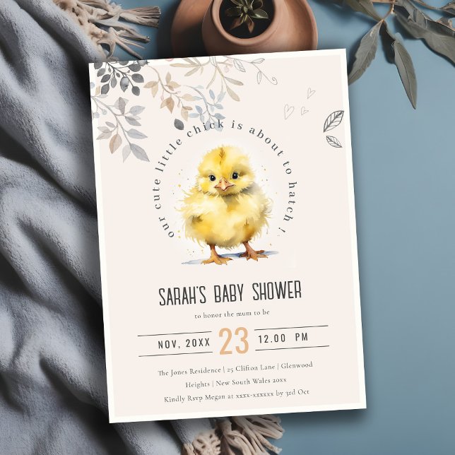 Cute Farm Chick  Girl Blommigt Baby Shower Inbjudningar (Skapare uppladdad)