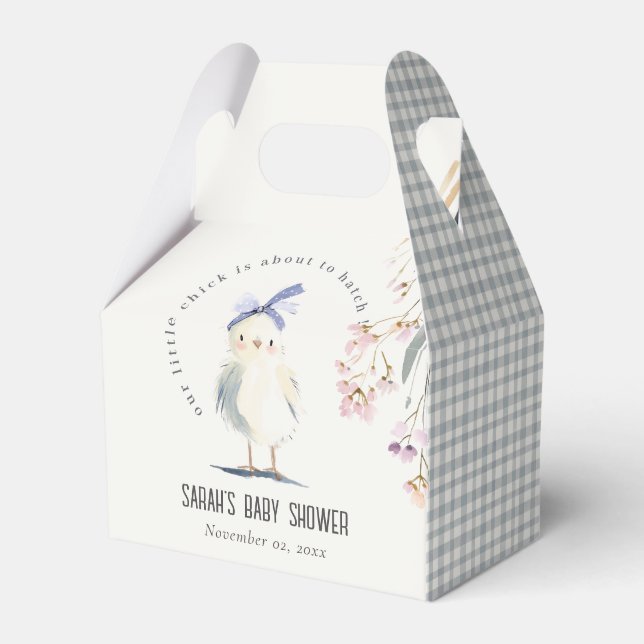 Cute Farm Chick Watercolor Floral Baby Shower Presentaskar (Framsidan Sidan)