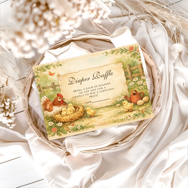 Cute Farm Chicks Baby Shower Diapper Raffle Tilläggskort (Skapare uppladdad)