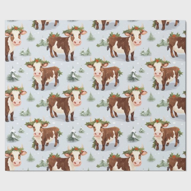 Cute Farm Cow-jul Presentpapper (Seam)