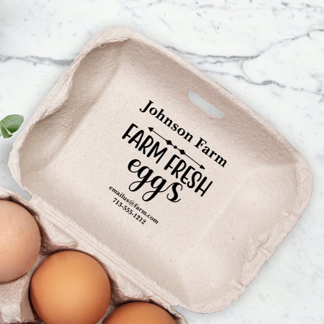 Cute Farm Fresh Eggs Carton Add Namn Stämpel (Skapare uppladdad)