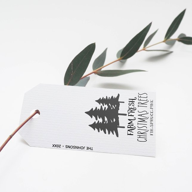 Cute Farm Fresh Julgran Modern Farmhouse Presentetikett (Skapare uppladdad)