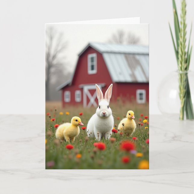 Cute Farm Friends Scene Card Kort (Framsida)