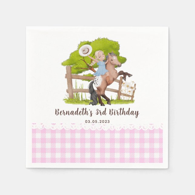 Cute Farm Girl Birthday I Baby Shower Party Napki Pappersservett (Framsidan)
