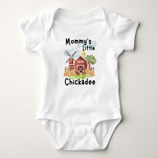 Cute Farm Hens & Chick Baby Bodykostym T Shirt (Framsida)
