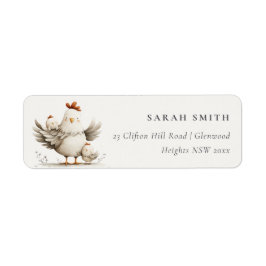 Cute Farm Mum and Baby Chick Floral Address Returadress Etikett