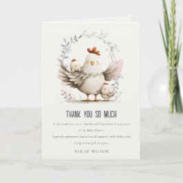 Cute Farm Mum and Baby Chick Floral Baby Shower Tack Kort