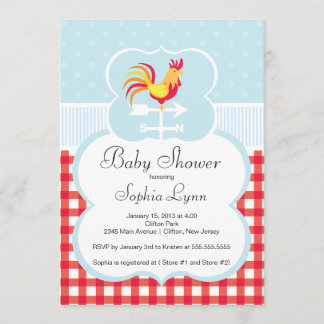 Cute Farm Roaster Baby Shower-inbjudan Inbjudningar