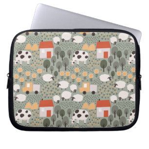 Cute Farm Scene Mönster Laptop Fodral
