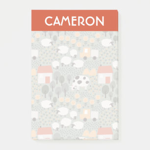 Cute Farm Scene Mönster Post-it Block