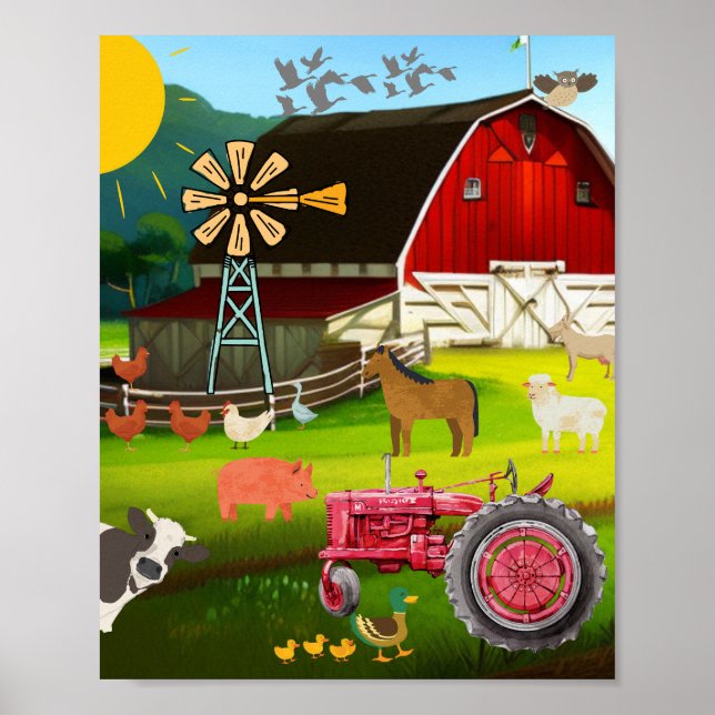 Cute Farm Yard Animals Poster (Framsidan)