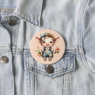 Cute Farmcore Gris i Overalls med Flowers Knapp
