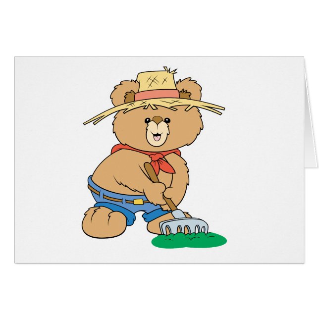 Cute Farmer Bear Hälsningskort (Framsidan Horizontal)