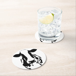 Cute Farmer Black White Land Farm Cow Underlägg Papper Rund