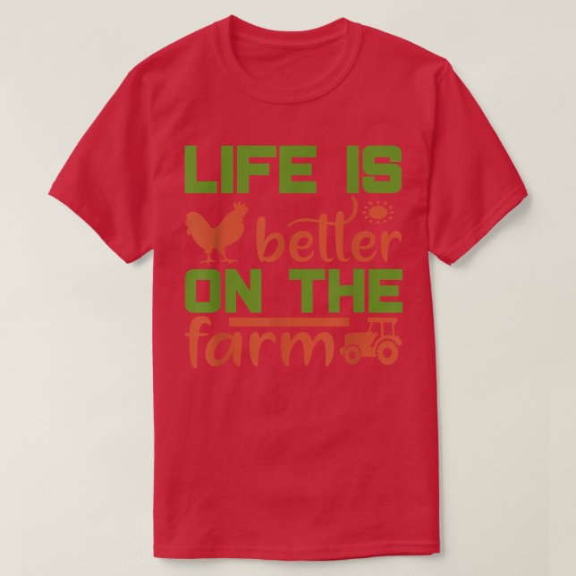 Cute Farmer Crazy Chicken Dam Cow Horse Land L T Shirt (Design framsida)