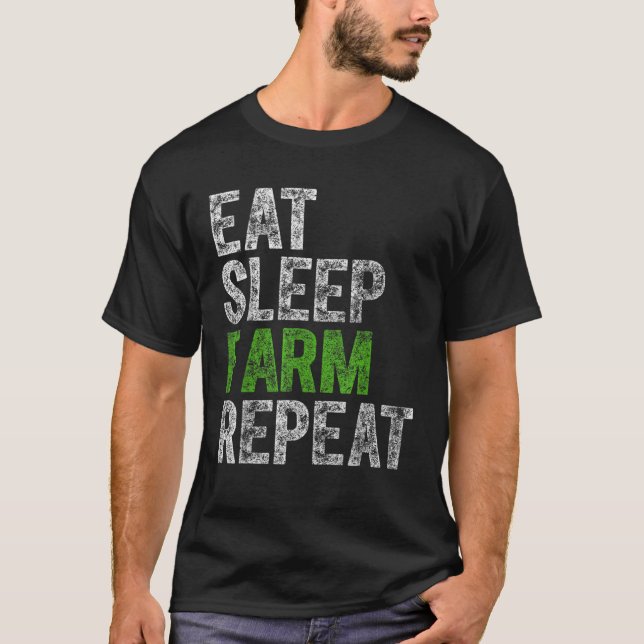 Cute Farmer Farming Funny Gift Eat Sömn Farm Repe T Shirt (Framsida)