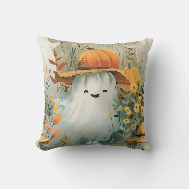Cute Farmer Ghost Kudde (Framsida)