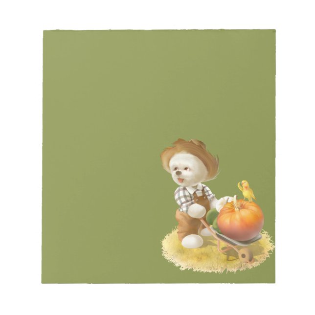 Cute Farmer Hund med Pumpkin Anteckningsblock (Framsida)