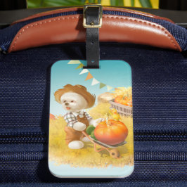 Cute Farmer Hund med Pumpkin Bagagebricka