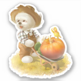 Cute Farmer Hund med Pumpkin Klistermärken