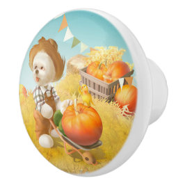 Cute Farmer Hund med Pumpkin Knopp