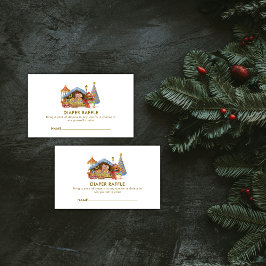 Cute Farmer Market Bear Diaper Raffle Baby Shower Tilläggskort