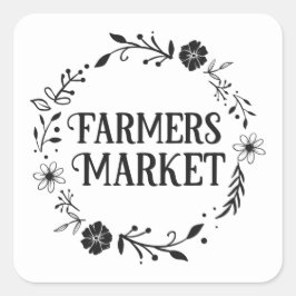 Cute Farmers market ord art Fyrkantigt Klistermärke