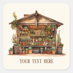 Cute Farmers Marknadsbåge lägger till text Fyrkantigt Klistermärke